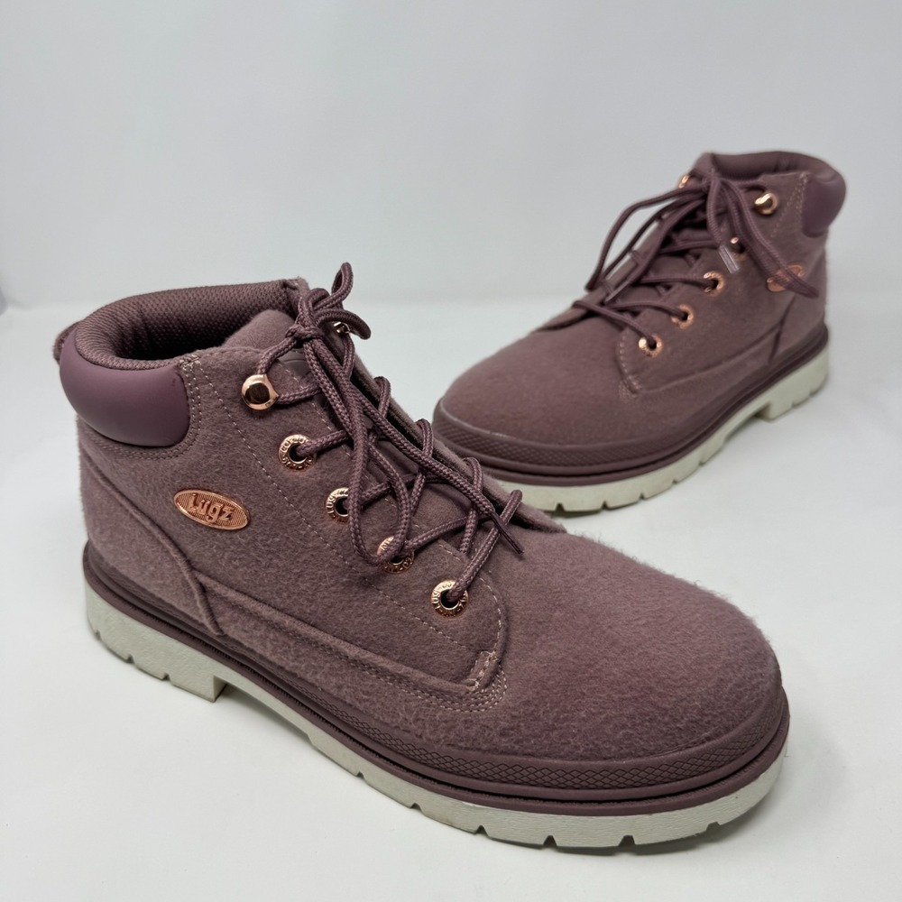 Lugz Drifter Zeo Textile Felt Lace Up Mid Top Boots Pink WDRPT-6615 Women's 8